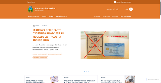 Security scan screenshot of https://www.comune.apecchio.ps.it