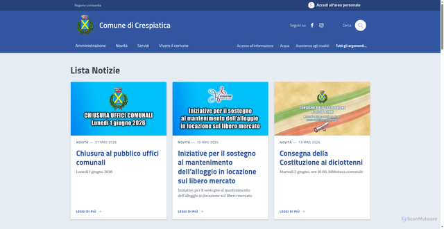 Security scan screenshot of https://www.comune.crespiatica.lo.it