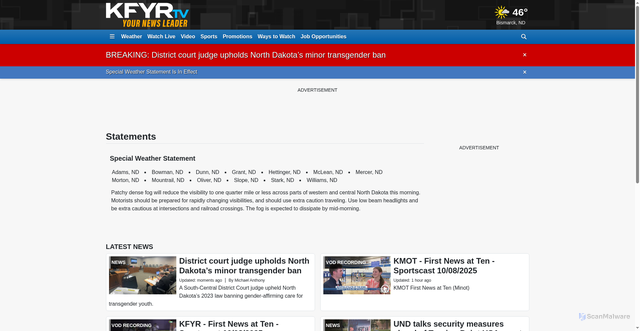 Security scan screenshot of https://www.kfyrtv.com/weather/alerts/