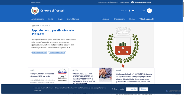 Security scan screenshot of https://comune.porcari.lu.it/