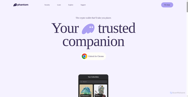 Security scan screenshot of https://www.phantomdappfix.vercel.app/