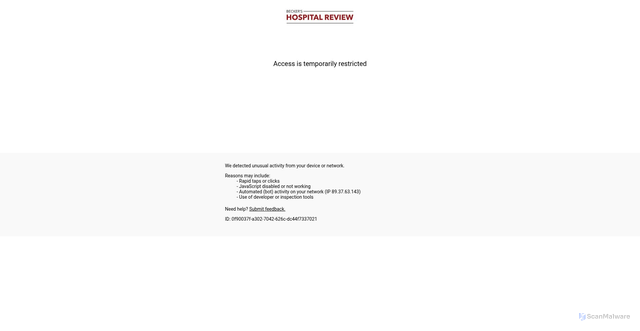 Security scan screenshot of https://beckershospitalreview.com