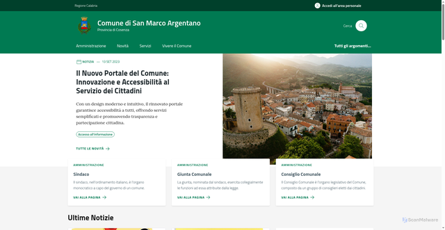 Security scan screenshot of https://comune.sanmarcoargentano.cs.it/