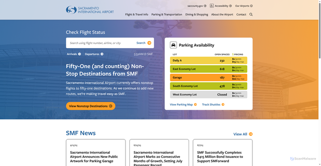Security scan screenshot of https://flysmf.gov/