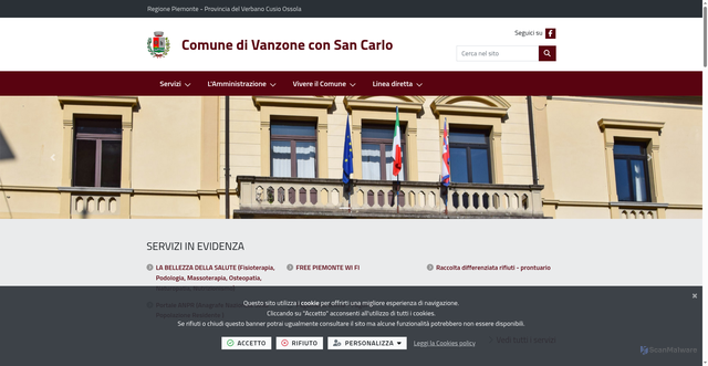Security scan screenshot of https://www.comune.vanzoneconsancarlo.vb.it