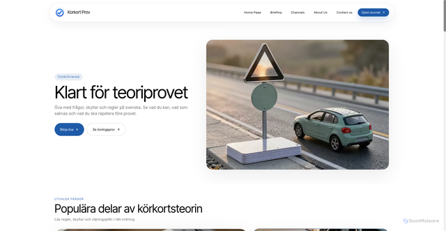 Security scan screenshot of https://korkortprov.se