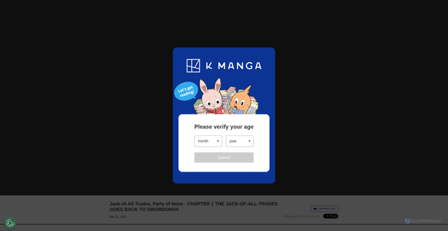 Security scan screenshot of https://kmanga.kodansha.com/title/10659/episode/362377