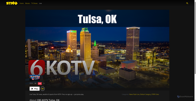 Security scan screenshot of https://stirr.com/live/6465/news-on-6-kotv-tulsa-ok