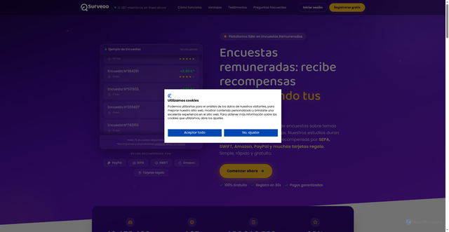 Security scan screenshot of https://www.surveoo.com/es/