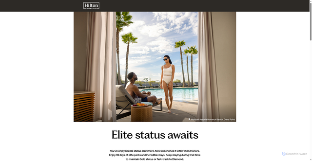 Security scan screenshot of https://www.hiltonhonors.com/en_US/status-match/landing/