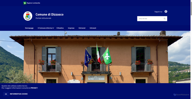 Security scan screenshot of https://www.comune.dizzasco.co.it/hh/index.php