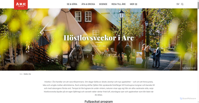 Security scan screenshot of https://aresweden.com/hostlov-i-are/?utm_source=revinate&utm_medium=email&utm_campaign=%20H%C3%B6stlovserbjudande%20%7C%20Okt%20%7C%20SV-917284
