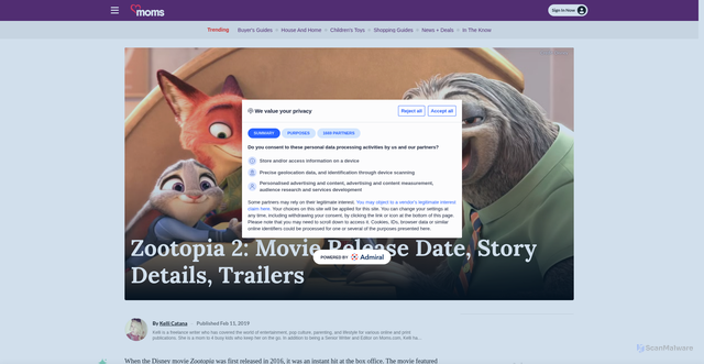 Security scan screenshot of https://www.moms.com/zootopia-movie-release-date-story-details-trailer-news/