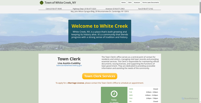 Security scan screenshot of https://whitecreekny.gov/