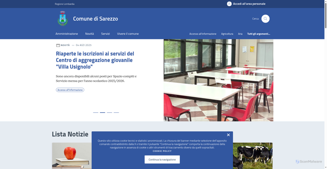 Security scan screenshot of https://comune.sarezzo.bs.it/