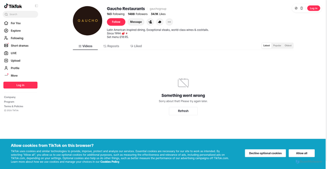 Security scan screenshot of https://www.tiktok.com/@gauchogroup?utm_campaign=tft_music_mcr_26&utm_source=atreemo&utm_medium=email&utm_content=&utm_term=