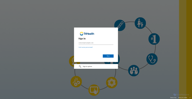 Security scan screenshot of https://trihealthcld.sharepoint.com