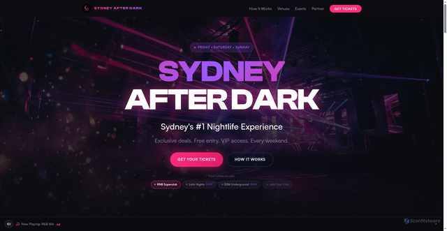 Security scan screenshot of http://sydneyafterdark.vip/