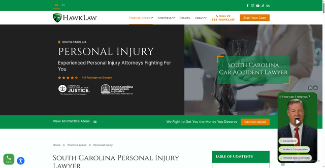 Security scan screenshot of https://www.hawklawfirm.com/practice-area/south-carolina-personal-injury-lawyer/
