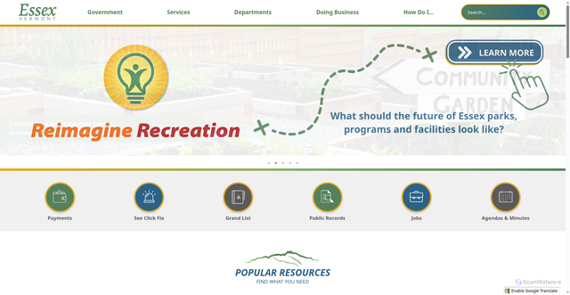 Security scan screenshot of https://essexvt.gov/