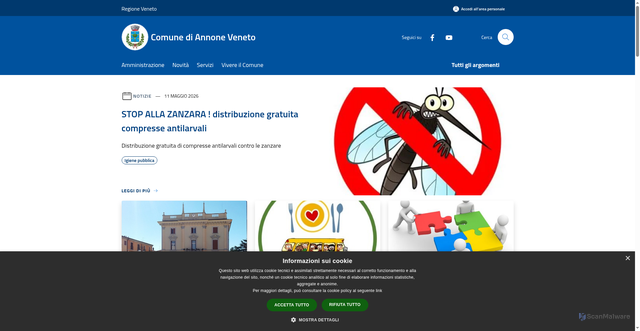 Security scan screenshot of https://www.comune.annoneveneto.ve.it