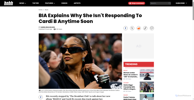 Security scan screenshot of https://www.hotnewhiphop.com/952335-bia-explains-isnt-responding-cardi-b-soon-hip-hop-news