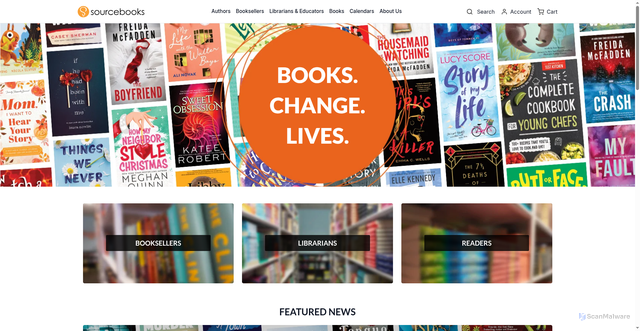 Security scan screenshot of https://www.sourcebooks.com