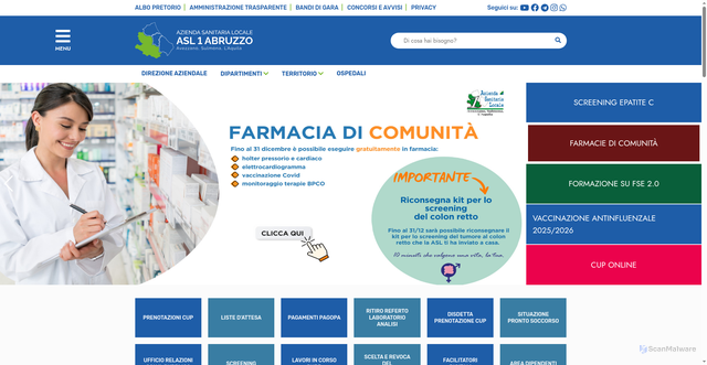 Security scan screenshot of https://www.asl1abruzzo.it/
