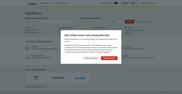 Security scan screenshot of https://www.profesia.cz