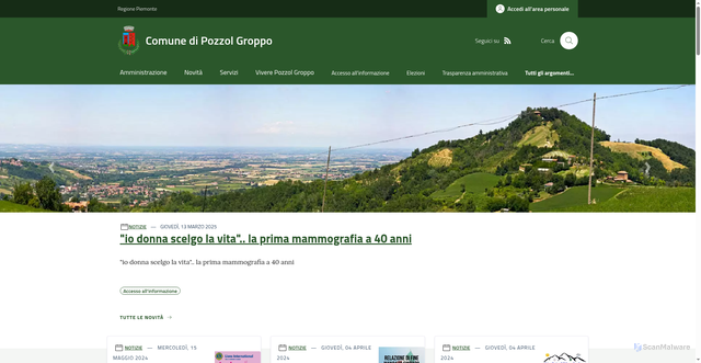 Security scan screenshot of https://www.comune.pozzolgroppo.al.it/