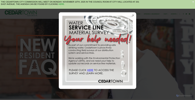 Security scan screenshot of https://cedartowngeorgia.gov/