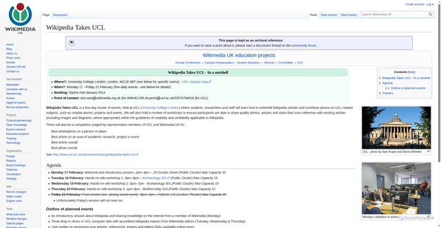 Security scan screenshot of https://wikimedia.org.uk/wiki/Wikipedia_Takes_UCL