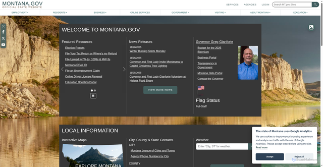 Security scan screenshot of https://montana.gov/