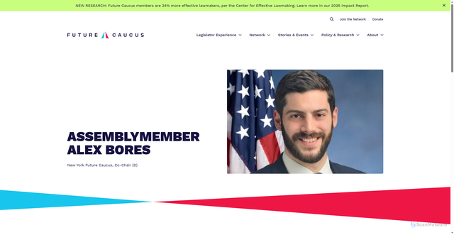 Security scan screenshot of https://futurecaucus.org/future-caucus/state-future-caucus-network/state-caucus-chairs/ny-asm-alex-bores/