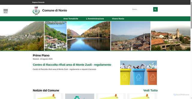 Security scan screenshot of https://www.comune.nonio.vb.it/