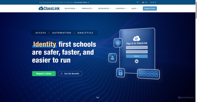 Security scan screenshot of https://www.classlink.com