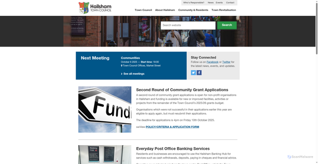 Security scan screenshot of https://www.hailsham-tc.gov.uk/