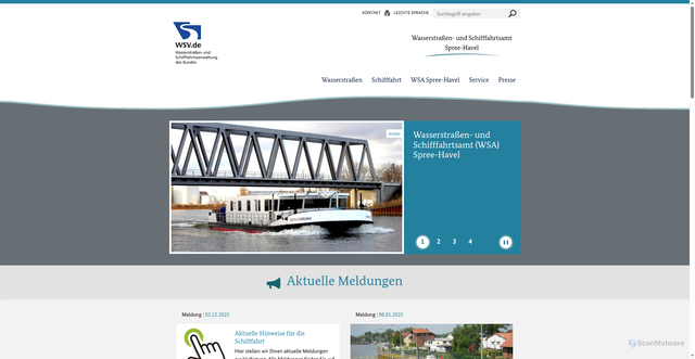 Security scan screenshot of https://www.wsa-spree-havel.wsv.de/Webs/WSA/Spree-Havel/DE/Startseite/startseite_node.html
