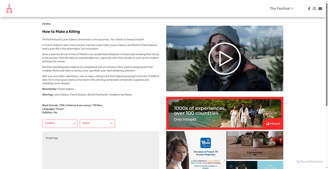 Security scan screenshot of https://www.frenchfilmfestival.co.nz/film/how-to-make-a-killing
