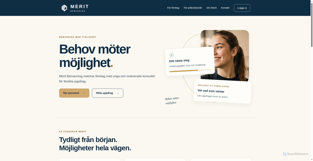 Security scan screenshot of https://meritbemanning.se