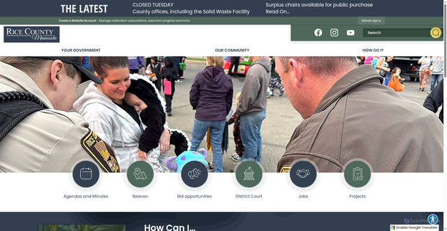 Security scan screenshot of https://www.ricecountymn.gov/