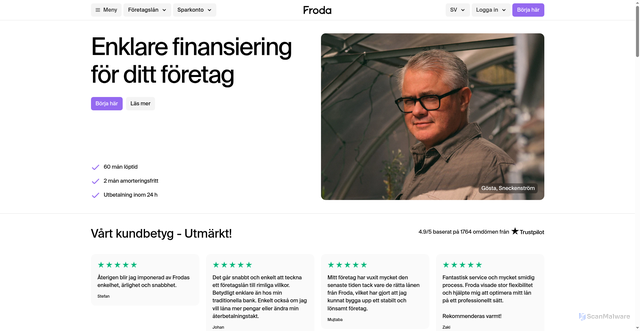 Security scan screenshot of https://froda.se