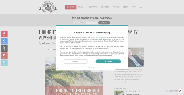 Security scan screenshot of https://cheeseweb.eu/2015/09/hiking-trift-bridge-swiss-alps-family-adventure/