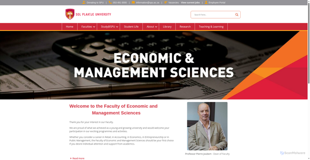 Security scan screenshot of https://solplaatjeuni.com/index.php/faculty-of-economic-and-management-sciences-home/