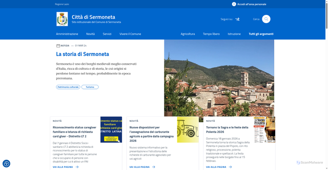 Security scan screenshot of https://www.comunedisermoneta.it/hh/index.php