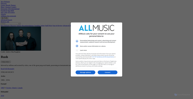 Security scan screenshot of https://www.allmusic.com/artist/rush-mn0000203008