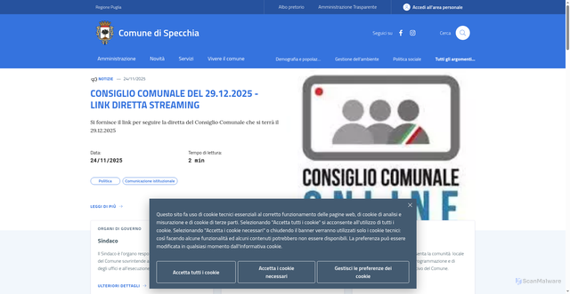 Security scan screenshot of https://www.comune.specchia.le.it/