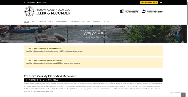 Security scan screenshot of https://www.fremontcountyclerkco.gov/