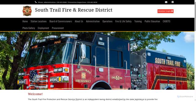 Security scan screenshot of https://www.southtrailfirefl.gov/