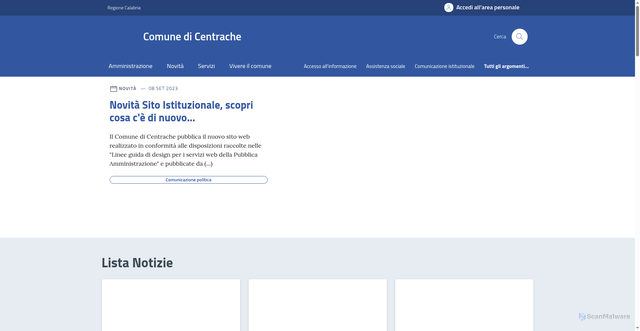 Security scan screenshot of https://www.comune.centrache.cz.it
